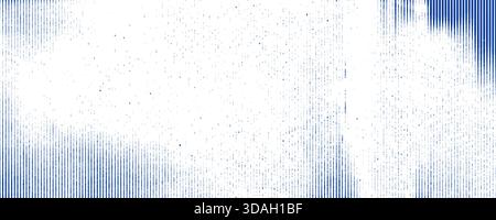 Blue damaged distressed pattern texture. Horizontal striped glitch background. Lined scanned image effect concept wallpaper. Linear halftone photocopy scratches backdrop. Vector worn copy paper print Stock Vector