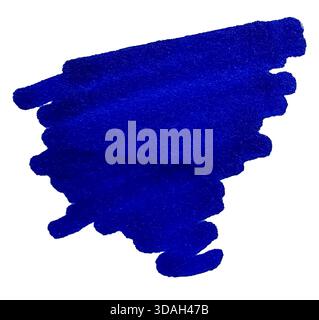 Abstract Bold Blue Hand-Painted Scribble Mark or Wide Brush Stroke Isolated on Clean White Background Stock Photo