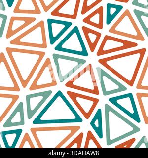 Background with a triangle pattern. It features large triangles in multiple colors and style, with rounded triangular cells outlined. Stock Vector