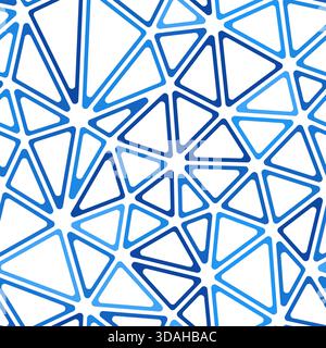 Triangles pattern geometric design. Large triangles size. Mono tone style. Rounded triangular cells outlined. Repeatable pattern. Blue sky horizon. Stock Vector