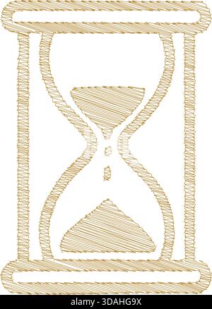 Detailed hourglass with glittering golden frame and flowing sand. Stock Vector