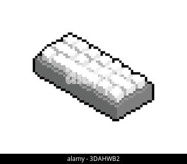Pixel art computer key or a small key row in a retro 8-bit style. Simple gaming and technology vector asset. Stock Vector