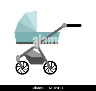 modern baby stroller. Parenthood, childhood, and infant care concept. Isolated on white. Stock Vector