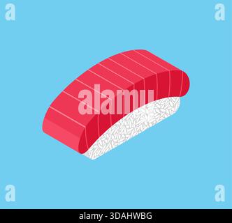 Classic tuna nigiri sushi vector illustration. Japanese cuisine, healthy eating, and gourmet seafood icon. Stock Vector