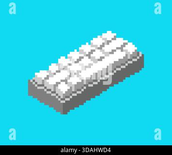 Pixel art illustration of a computer key row in a light gray 8-bit style. Simple gaming and technology vector asset. Stock Vector