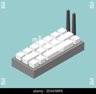wireless keyboard with antennas. Retro technology icon for computer and device themes. Stock Vector