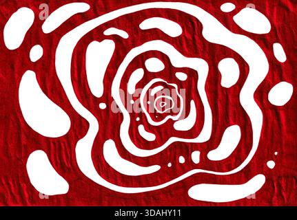 Abstract background of chaotic spots and lines of rounded shape. Spots, closed wavy stripes of white color. Background of texture of wavy crumpled pap Stock Photo