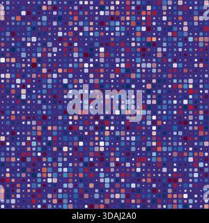 Seamless background pattern. Rounded squares in multiple colors, featuring vibrant shades of purple and blue. An amazing vector illustration. Stock Vector