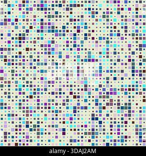 Pattern design. Squares in multiple colors. Elegant purple, blue, green, beige tones. Brilliant vector illustration. Stock Vector