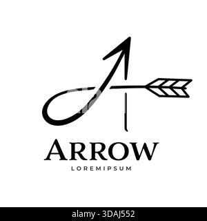 Minimalist graphic art showing the letter A combined with an arrow motif Ideal for branding related to aspirations and forward movement Stock Vector