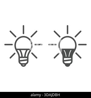 Lightbulb line and solid icon, idea light concept. Vector graphics. Lamp bulb sign on white background, outline style icon for mobile or web design Stock Vector