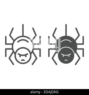 Spider line and solid icon, halloween concept. Vector graphics. Pest sign on white background, outline style icon for mobile or web design Stock Vector