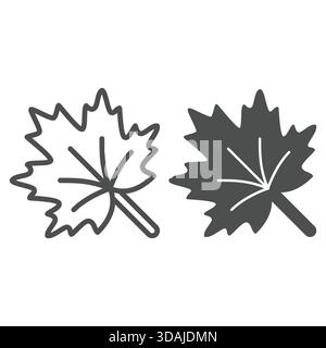 Maple leaf line and solid icon, Forest tree concept. Vector graphics. Leaves sign on white background, outline style icon for mobile or web design Stock Vector