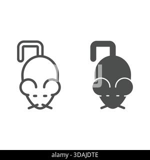 Mouse line and solid icon, halloween theme concept. Vector graphics. Mice sign on white background, outline style icon for mobile or web design Stock Vector