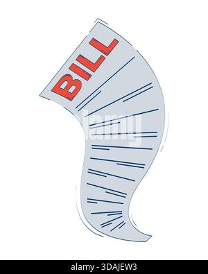 Curved utility bill document 2D doodle object Stock Vector