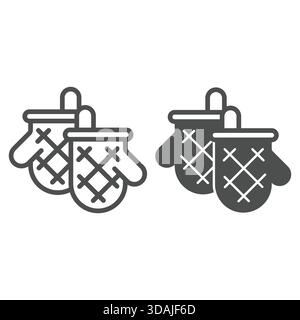 Gloves pair line and solid icon, cooking concept. Vector graphics. Kitchen gloves sign on white background, outline style icon for mobile or web desig Stock Vector