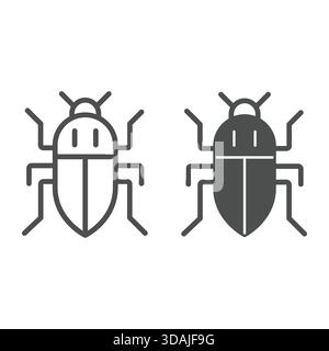 Beetle bug line and solid icon, pest control concept. Vector graphics. Forest pest bug sign on white background, outline style icon for mobile or web Stock Vector