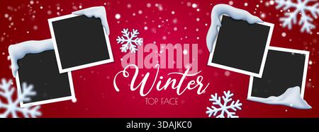 Winter Snow Photo Frame Banner Stock Vector