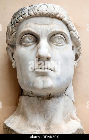 Capitoline Museums. The head of a Colossal statue of Roman Emperor Constantine the Great. Stock Photo