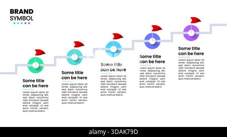 Infographic template with 5 options or steps. Staircase. Can be used for workflow layout, diagram, webdesign. Vector illustration Stock Vector