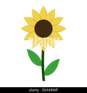 Simple Sunflower Illustration. Perfect for educational materials, childrens projects, stickers, print on demand products and nature themed graphics. Stock Vector