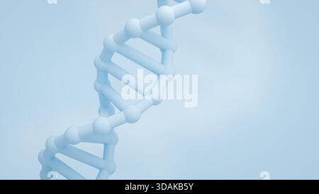 Dna double helix structure representing genetics, human biology, medical research, and scientific discovery on a blue background Stock Photo