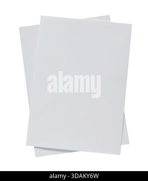 Two invitation card mockups isolated on transparent background. Neutral elegant blank greeting cards mock up. wedding card templates. Flat lay, top Stock Photo
