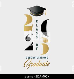 Class of 2026 congratulation truncated logo design. Congrats Graduation lettering 2026 with academic cap. Vector template for design party high school Stock Vector