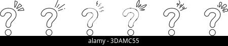 Question Mark Line Icon Set. Question Mark Outline Symbols. Question Points with Small Emphasis Marks. Editable Stroke. Isolated Vector Illustration Stock Vector
