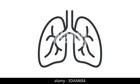 Black lungs icon on white background. Flat vector illustration Stock ...