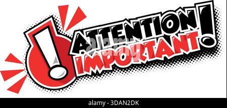 Attention, important message with exclamation mark. Vector on transparent background Stock Vector