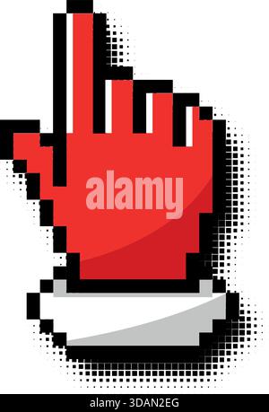 Santa Claus red hand cursor. Chrismas decoration for  web site, mobile app, invitation, greeting card. Vector on transparent background Stock Vector