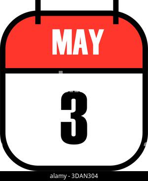 Red and white calendar page showing May 3rd date for World Press Freedom Day global observance promoting media rights and freedom of expression design Stock Vector
