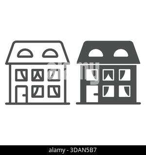 New building, house line and solid icon, real estate concept. Vector graphics. Home, apartment cottage sign on white background, outline style icon fo Stock Vector