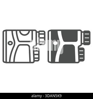 Optical range finder line and solid icon, distance measurement and optics concept. Vector graphics. Rangefinder tool sign on white background, outline Stock Vector