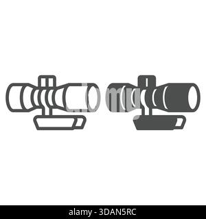 Sniper rifle scope line and solid icon, military optical equipment concept. Vector graphics. Large zoom, magnification tool sign on white background, Stock Vector
