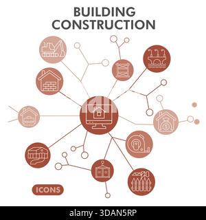 Building house symbols collection or sketches. construction theme icons in line style signs for web and app. Vector graphics isolated on white backgro Stock Vector