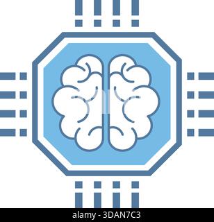 Ai Intelligence with Brain Symbol, Digital Circuit Board, circuit board, semiconductor path, AI technology with Path, Artificial Intelligence Stock Vector