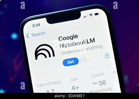 New Delhi, India 11 jaunary 2026:- Google NotebookLM App on smartphone Stock Photo