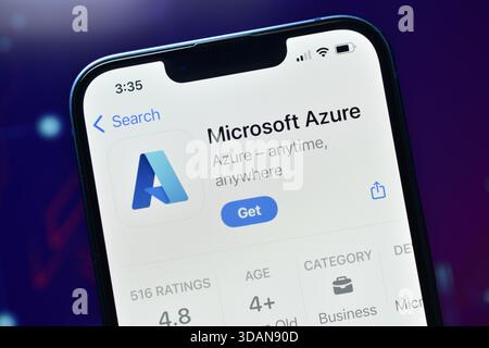 New Delhi, India 11 jaunary 2026:- Microsoft Azure App on smartphone is a cloud computing platform developed by Microsoft Stock Photo