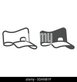 Courier man hat line and solid icon, summertime headwear concept. Vector graphics. Summer cap sign on white background, outline style icon for mobile Stock Vector