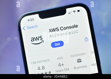 New Delhi, India 11 jaunary 2026:- AWS Console App Store Page, amazon web service Stock Photo