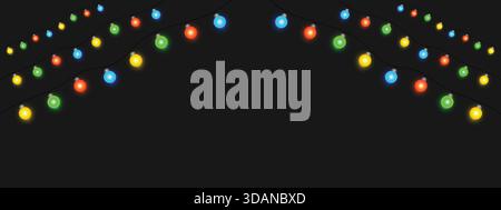 Multi row drooping lights forming a colorful canopy festive mood for outdoor nights Stock Vector