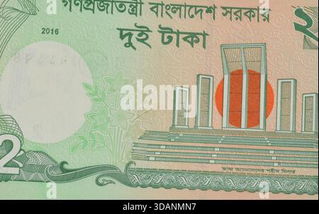 2 Taka banknote banknote printed by Bangladesh, that shows Portrait of ...