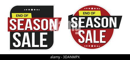 End of season sale labels set on white background, vector illustration Stock Vector