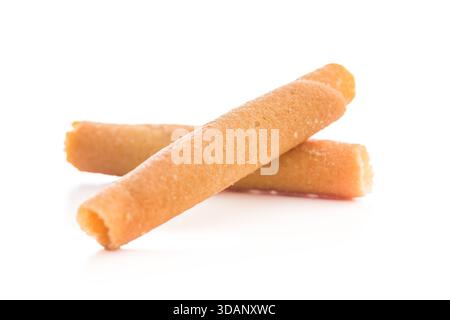 Sweet wafer rolls  isolated on a white background. Stock Photo