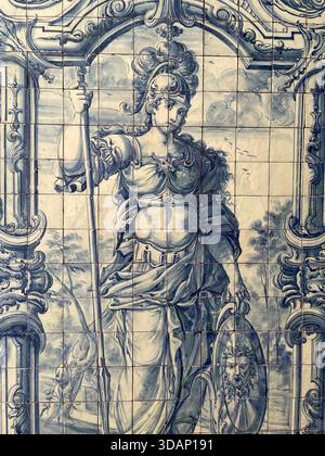 blue and white antique tiles Stock Photo