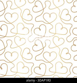 Heart seamless pattern. Elegant love background. Repeating line hearts. Repeated patern for design wedding prints. Cute romantic repeat wallpaper girl Stock Vector