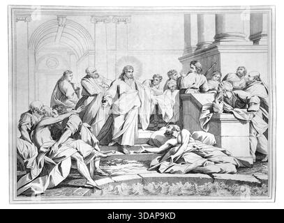 Illustration of Jesus Christ Healing the Paralysed Man at the Pool of ...