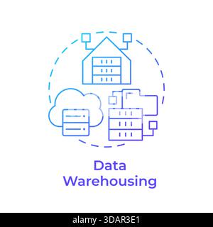 Data warehousing blue gradient concept icon Stock Vector